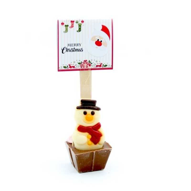 CUILLÈRE À CHOCOLAT CHAUD LAIT BONHOMME DE NEIGE NOËL MINI GUIMAUVES - chocolat de 55g