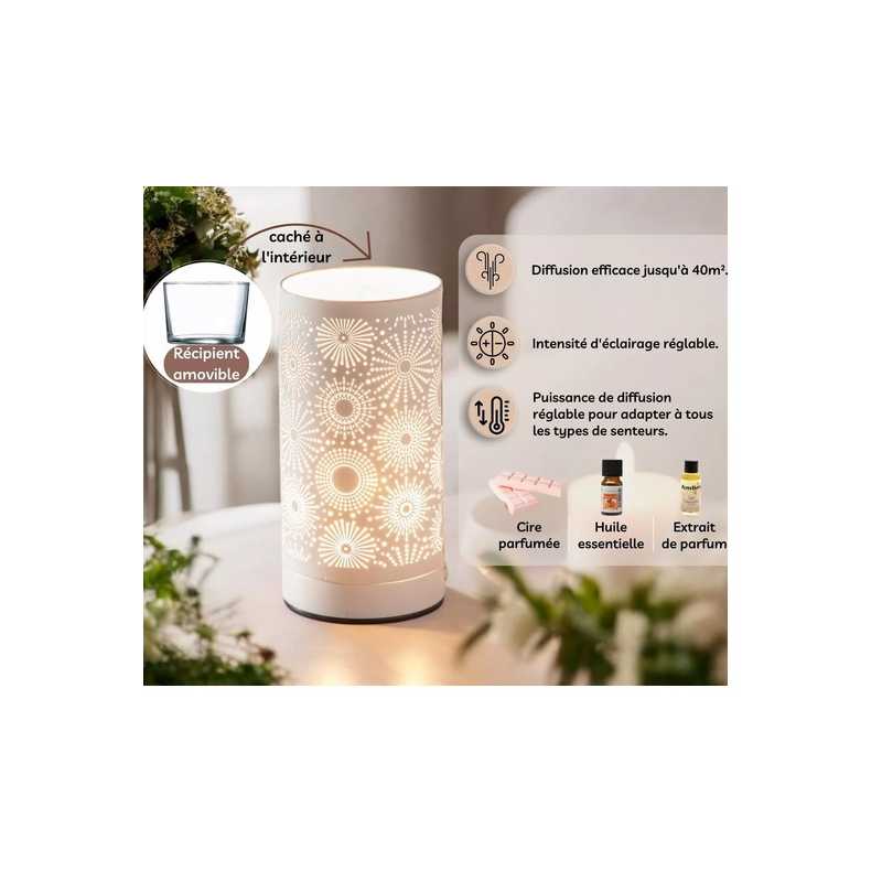 Diffuseur par chaleur douce  - Brûleur cire Fondant Parfumé - Lampe à Parfum en Métal avec Commande Tactile - Lampe d’Ambiance